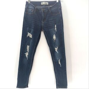 Paris Blues Y2K Vintage 90s Ripped Skinny Low Rise Dark Wash Jeans Size 5 JRs